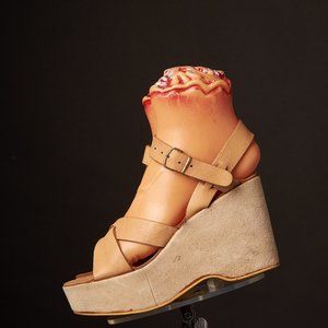 1970s Leather and Suede Platform Sandals